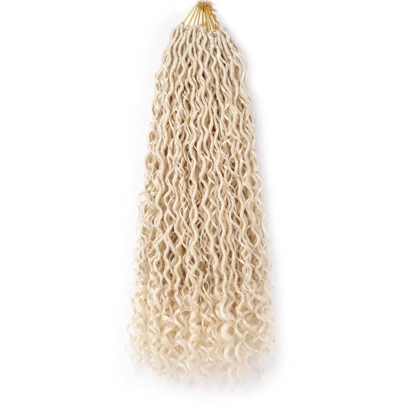Faux Goddess Locs Crochet Hair 22 Inch Boho River Locs Hippie Wavy Crochet With Curly Hair In Middle And Ends Braids Hair Extensions 8Packs22 inch613